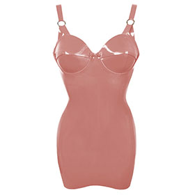 Atsuko Kudo Latex 50’s Cup Mini Dress in Light Brown Supatex