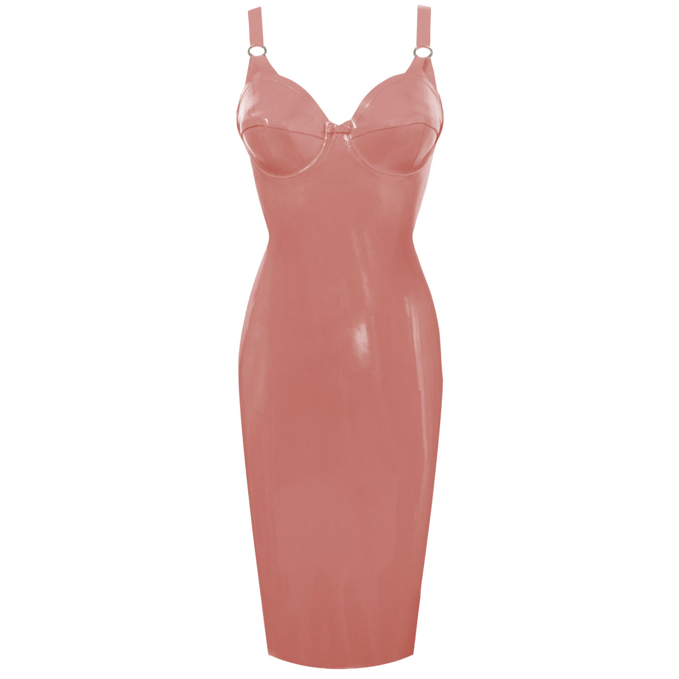 Atsuko Kudo Latex 50’s Cup Pencil Dress in Supatex Light Brown