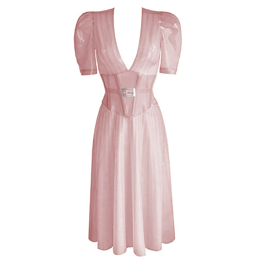 Atsuko Kudo Latex Alejandra Dress in Semi-Trans Pink