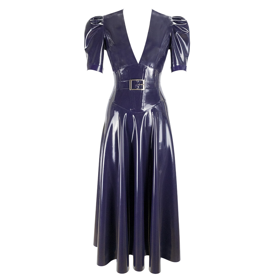 Atsuko Kudo Latex Alejandra Dress in Supatex Navy Blue