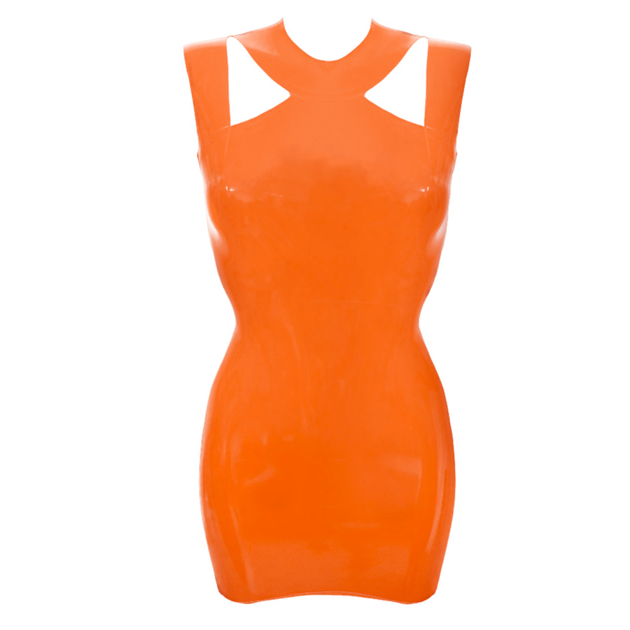 Atsuko Kudo Latex Alisa Mini Dress in Supatex Orange