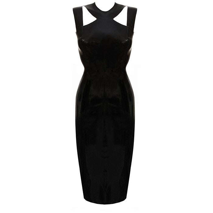Atsuko Kudo Latex Alisa Pencil Dress in Supatex Black