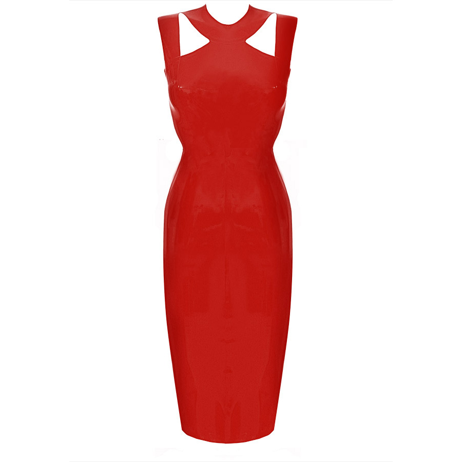 Atsuko Kudo Latex Alisa Pencil Dress in Supatex Red