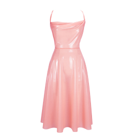 Atsuko Kudo Latex Bambi Flared Dress in Semi Transparent Pink