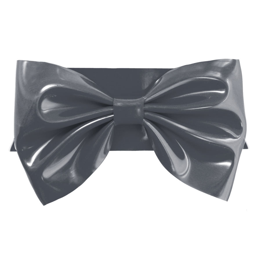 Atsuko Kudo Latex Bow Belt in Pearlsheen Pewter