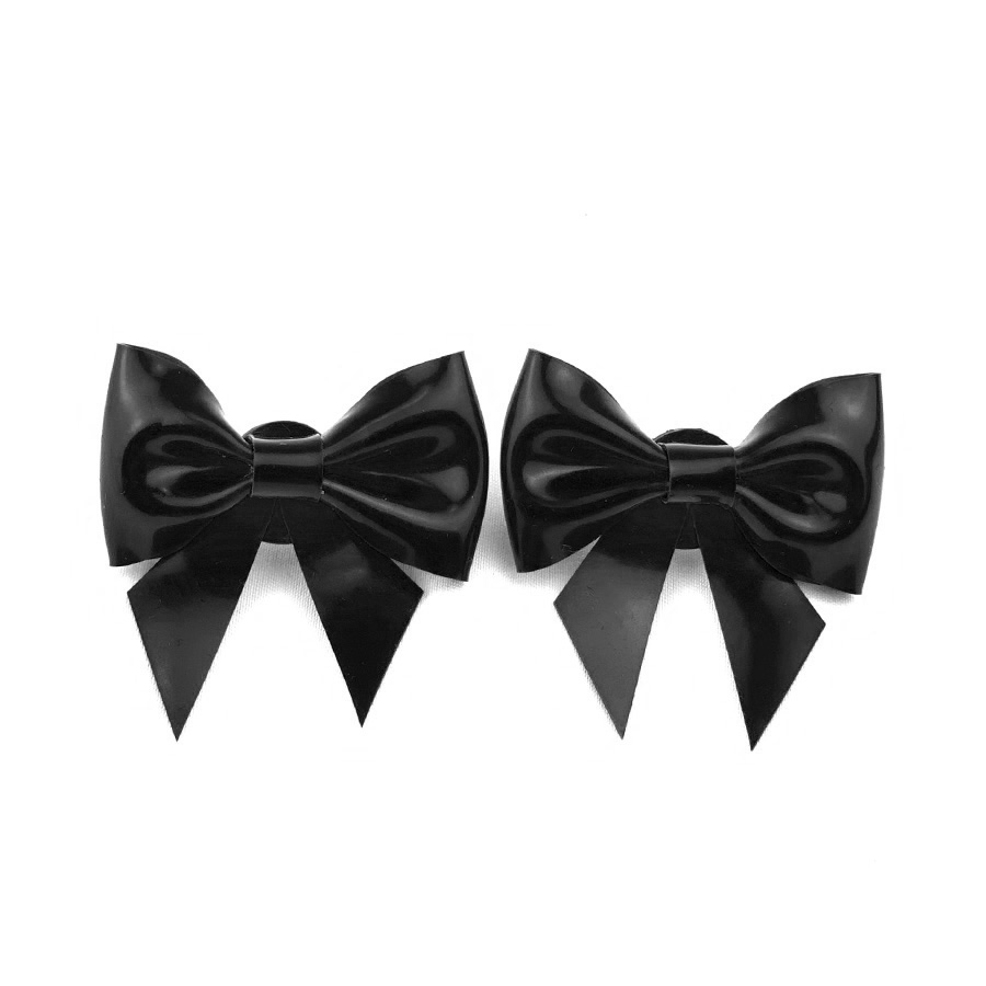 Atsuko Kudo Latex Bow Earrings in Supatex Black