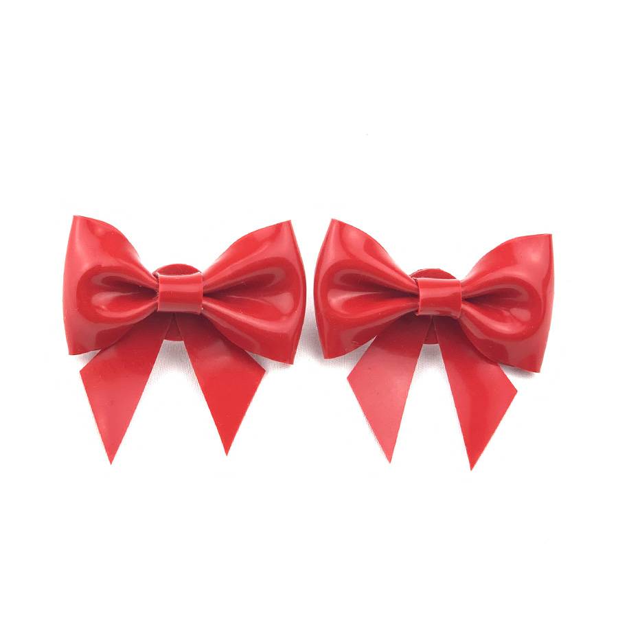 Atsuko Kudo Latex Bow Earrings in Supatex Red