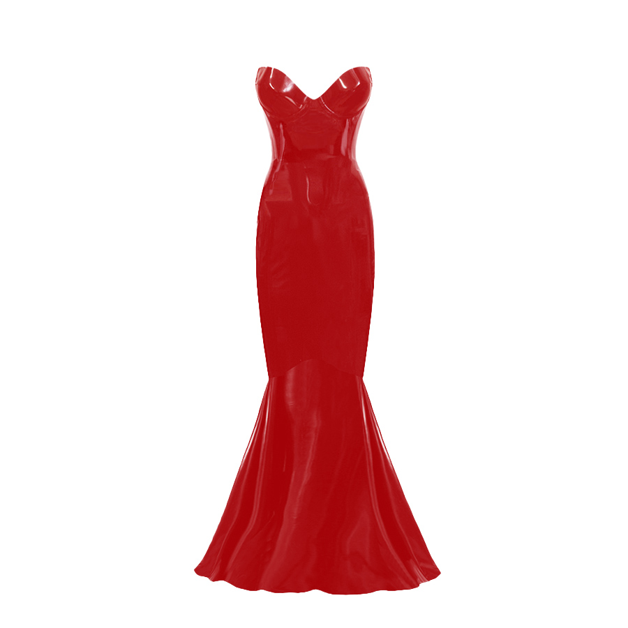 Atsuko Kudo Latex Candy Cup Ariel Gown in Supatex red