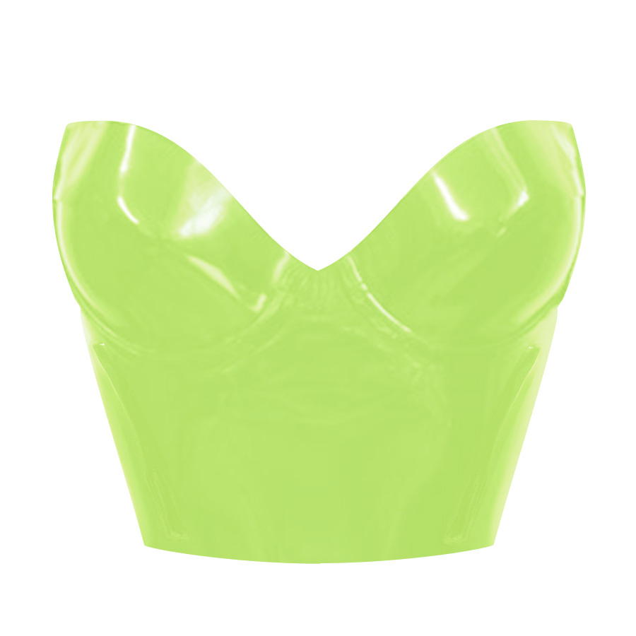 Atsuko Kudo Latex Candy Cup Basque W Top in Vibrant Lime Green