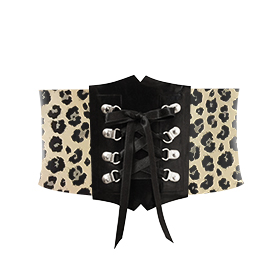 Atsuko Kudo Latex Cincher Belt in Supatex White Leopard and Black