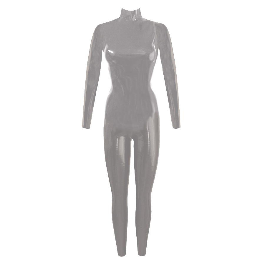 Atsuko Kudo Latex Classic Catsuit in pearlsheen silver
