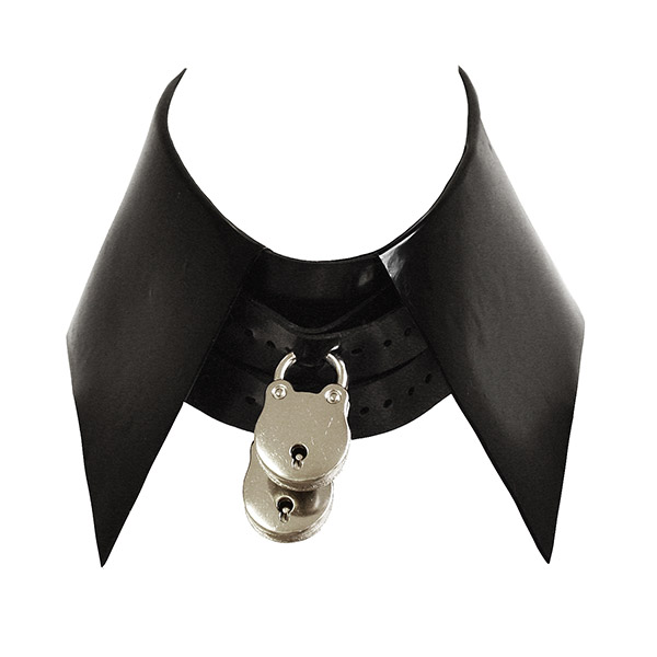 Atsuko Kudo Latex Collar with Padlock in Black Supatex