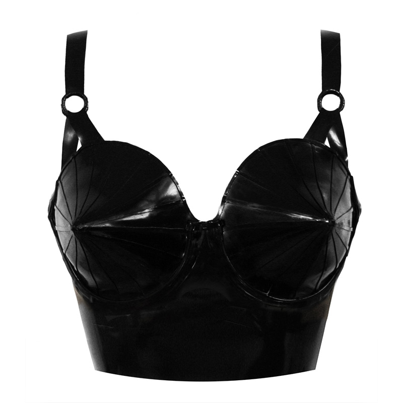 Atsuko Kudo Latex Cone Bra Crop Top in supatex black