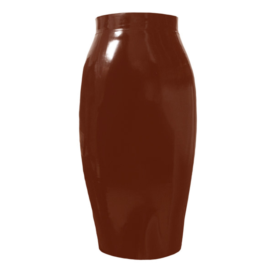 Atsuko Kudo Latex Crystal Pencil Skirt in supatex dark brown