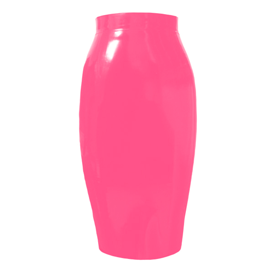 Atsuko Kudo Latex Crystal Pencil Skirt in Vibrant Bright Pink