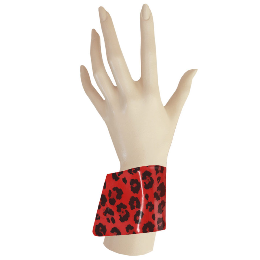 Atsuko Kudo Latex Cuffs in Supatex Red Leopard