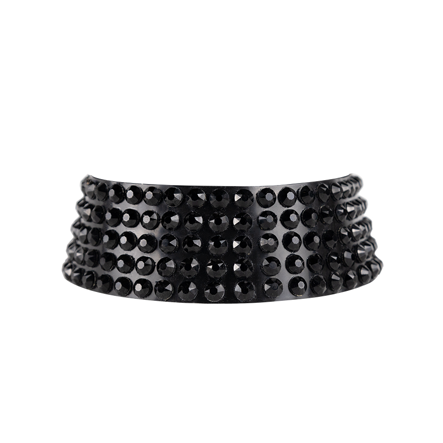 Atsuko Kudo Latex Deluxe Diamante Choker in Supatex Black / Black Crystals