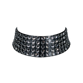 Atsuko Kudo Latex Deluxe Diamante Choker in Black and clear crystals
