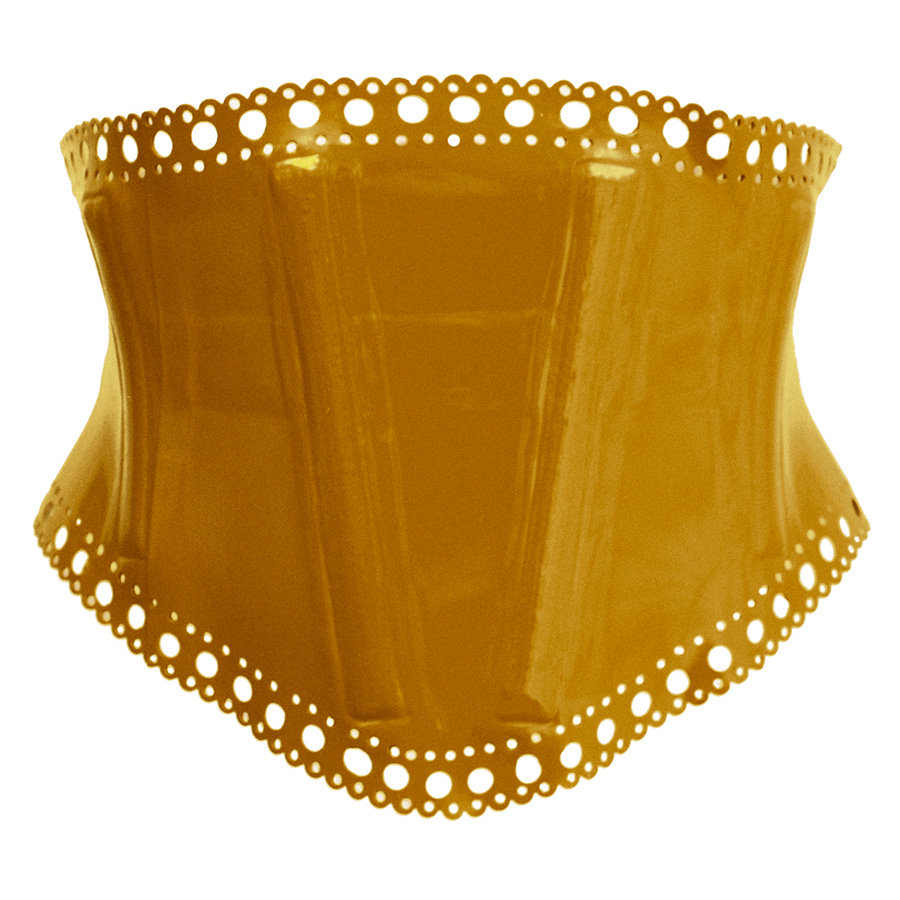 Atsuko Kudo Latex Diana Lace Waspie in Antique Gold