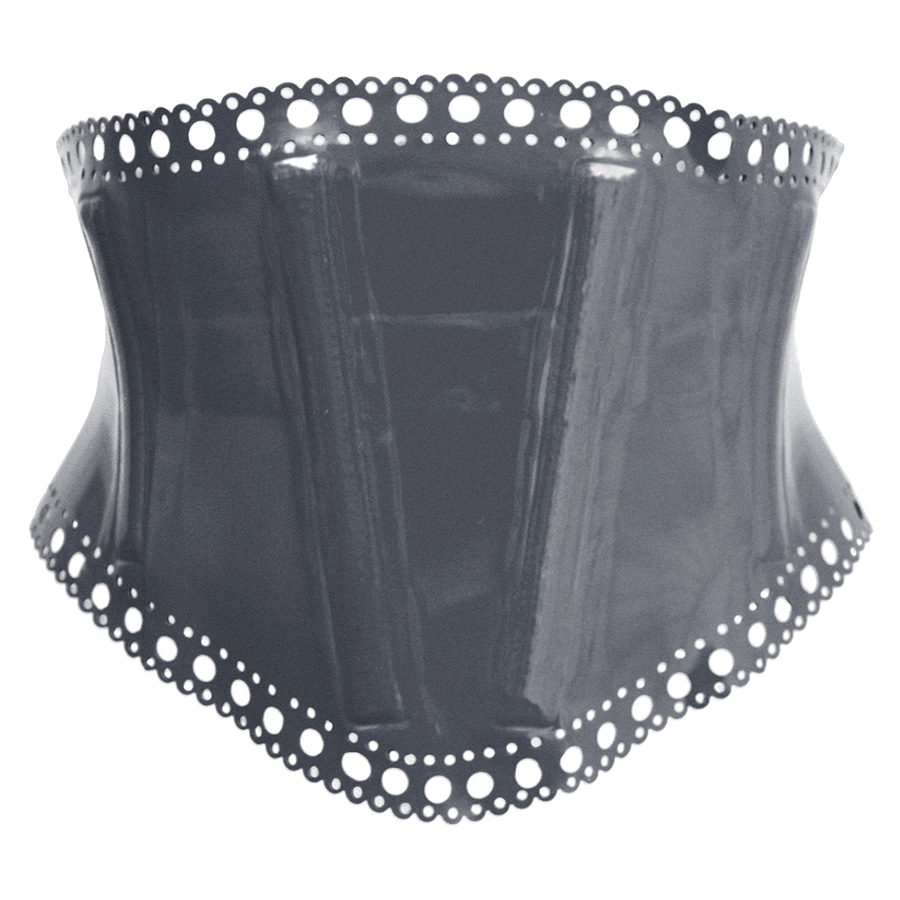Atsuko Kudo Latex Diana Lace Waspie in Pearlsheen Pewter