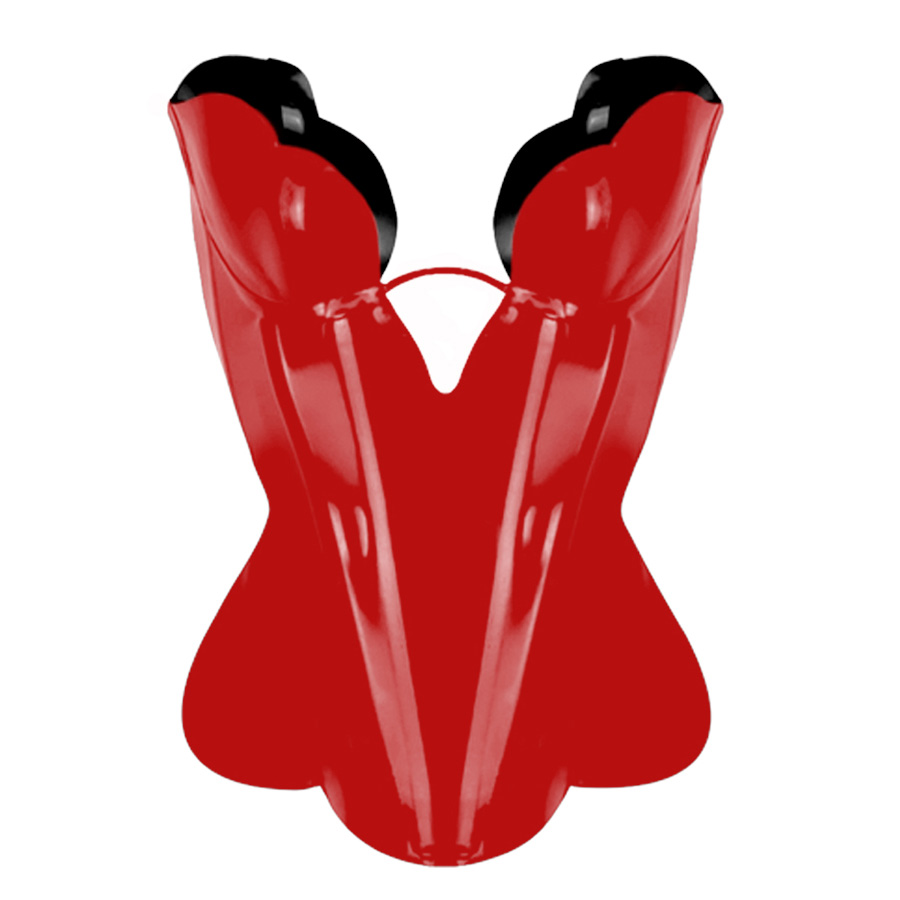 Atsuko Kudo Latex Double Tulip Cup Corset in supatex red