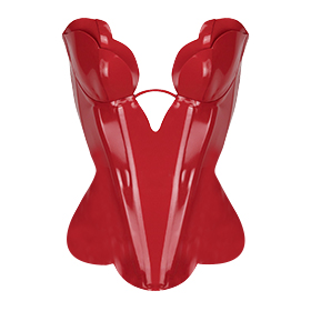 Atsuko Kudo Latex Double Tulip Cup Corset in supatex red