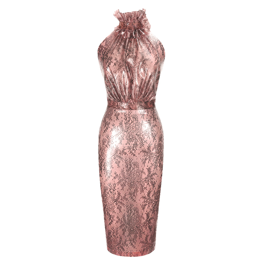 Atsuko Kudo Latex ドラマフリル ペンシルドレス in 