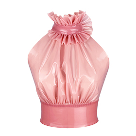 Atsuko Kudo Latex Drama Frill Top in ST Pink