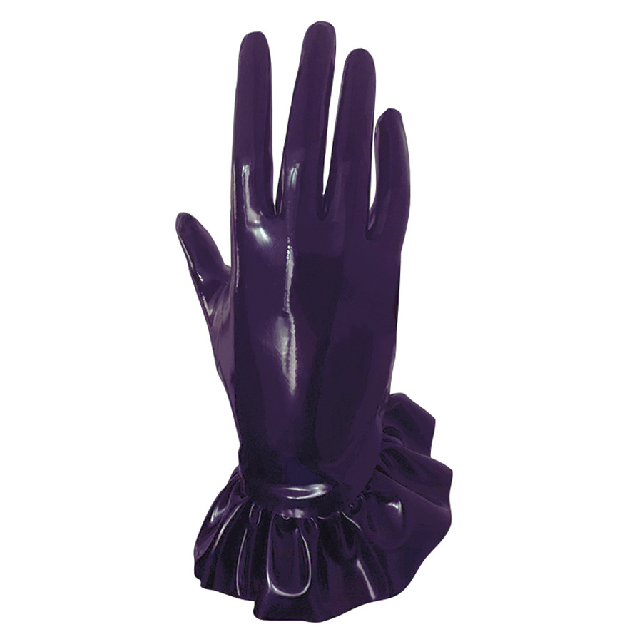 Atsuko Kudo Latex Drama Frill Wrist Gloves in Supatex Purple