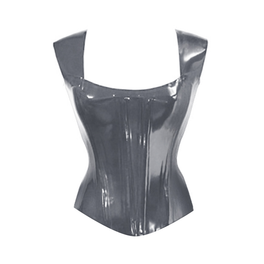 Atsuko Kudo Latex Eden Corset Top in pearlsheen pewter