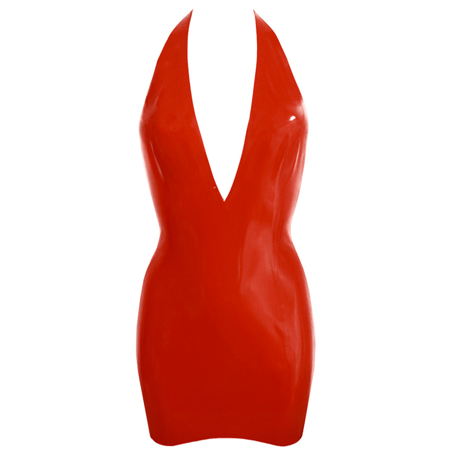 Atsuko Kudo Latex Encounter Open Back Mini Dress in Supatex Red