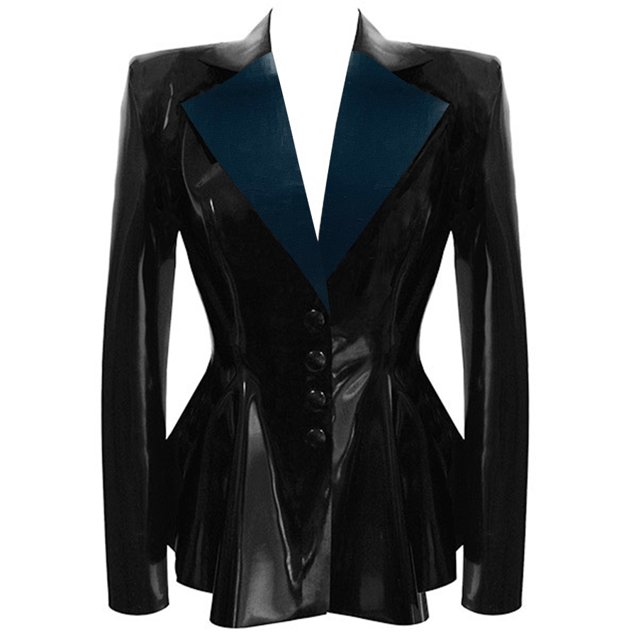 Atsuko Kudo Latex Encounter Peplum Jacket in Supatex Black