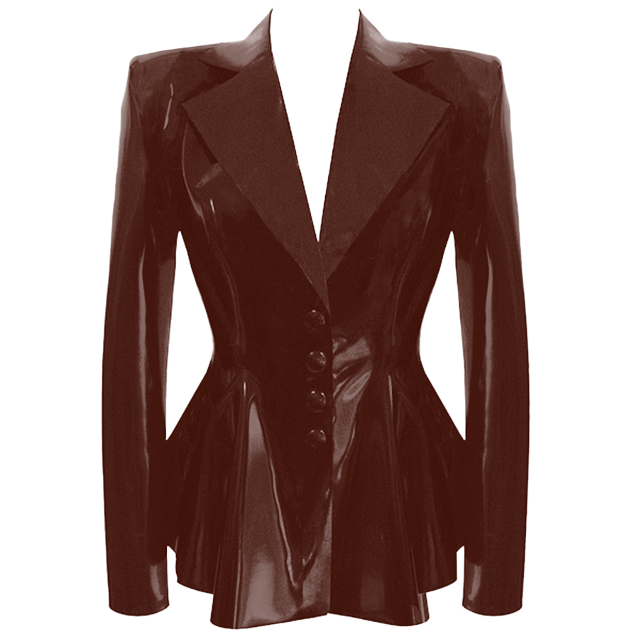 Atsuko Kudo Latex Encounter Peplum Jacket in supatex dark brown