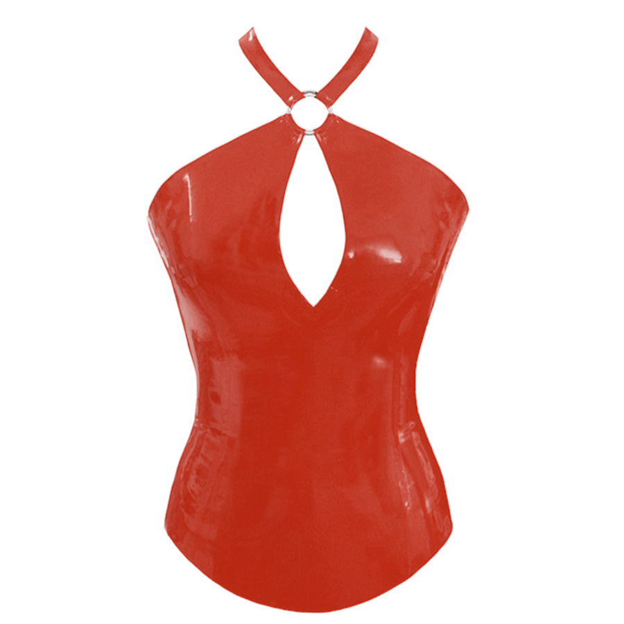 Atsuko Kudo Latex Encounter X Neck Top in supatex red
