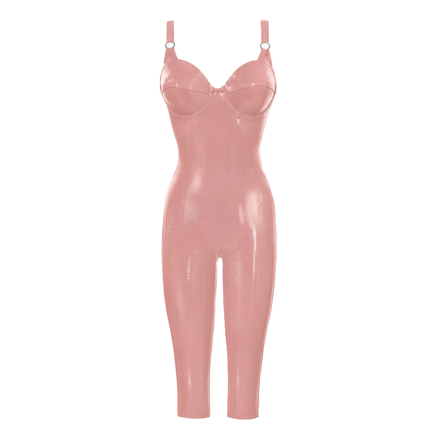 Atsuko Kudo Latex 50sカップキャットスーツ in Supatex Light Brown