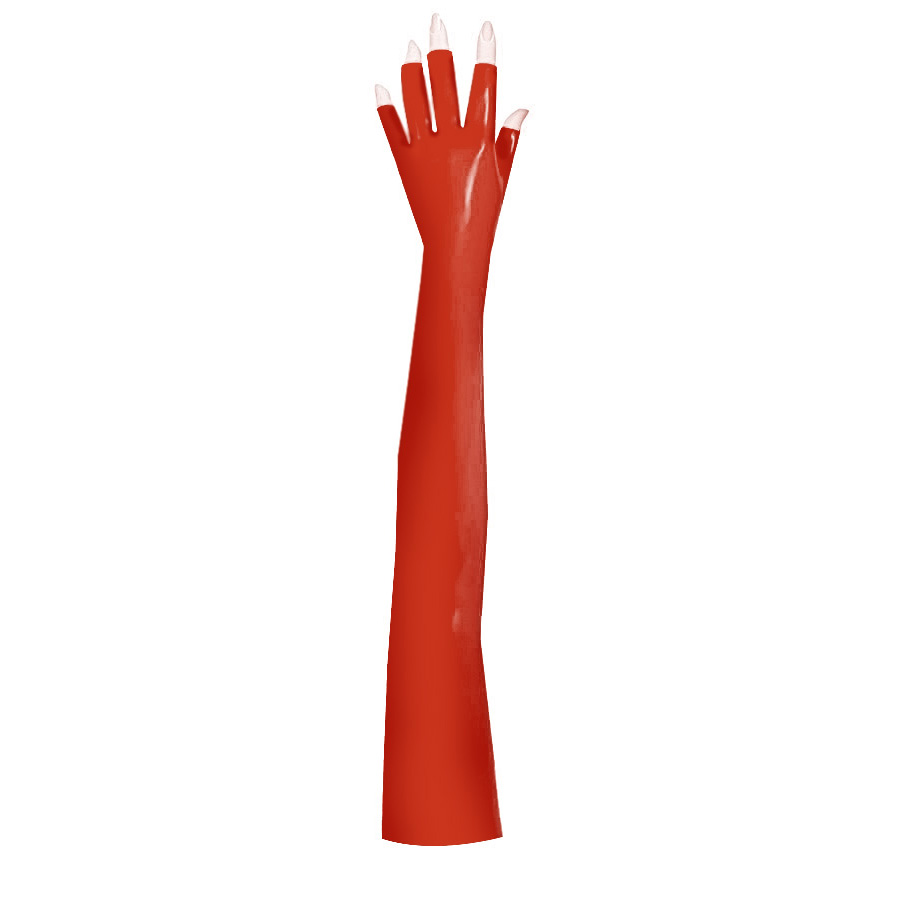 Atsuko Kudo Latex Finger Tipless Opera Gloves in Supatex Red