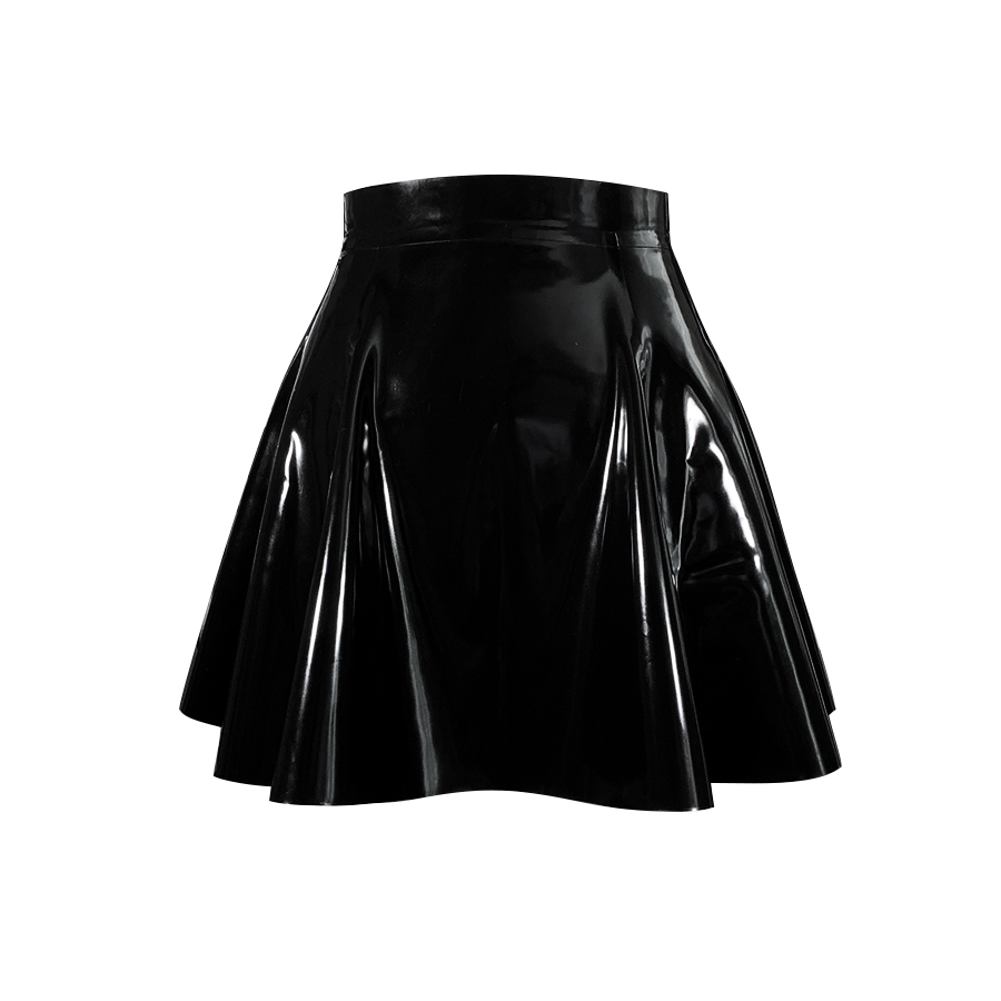 Atsuko Kudo Latex Flared Mini Skirt in Supatex Black