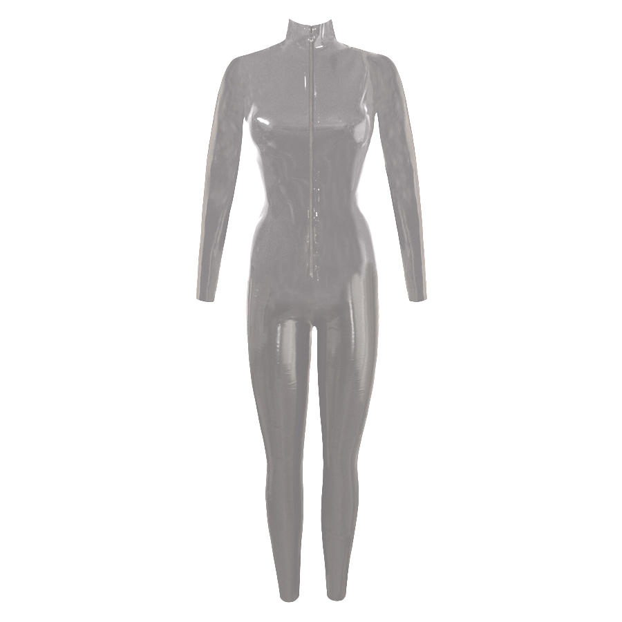 Atsuko Kudo Latex Front Zip Catsuit in Pearlsheen Silver
