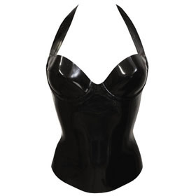 Atsuko Kudo Latex Halter Neck Candy Cup Top in Supatex Black