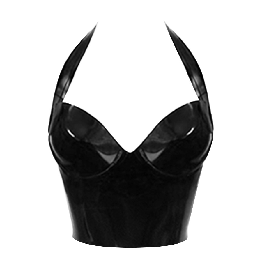 Atsuko Kudo Latex Halter Neck Candy Cup W Top in Supatex Black