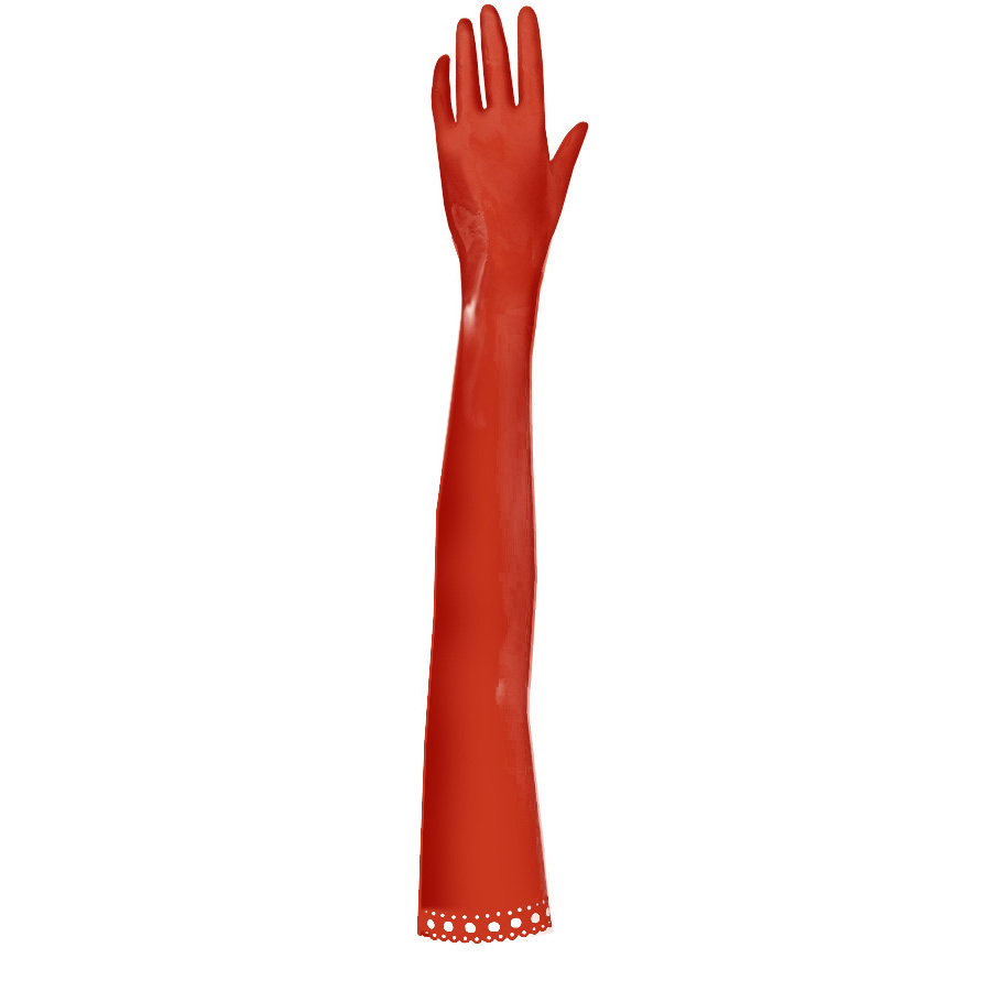 Atsuko Kudo Latex Handmade Opera Gloves in Supatex Red
