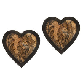 Atsuko Kudo Latex Heart Shaped Pasties in Semi-Trans Peach Lace