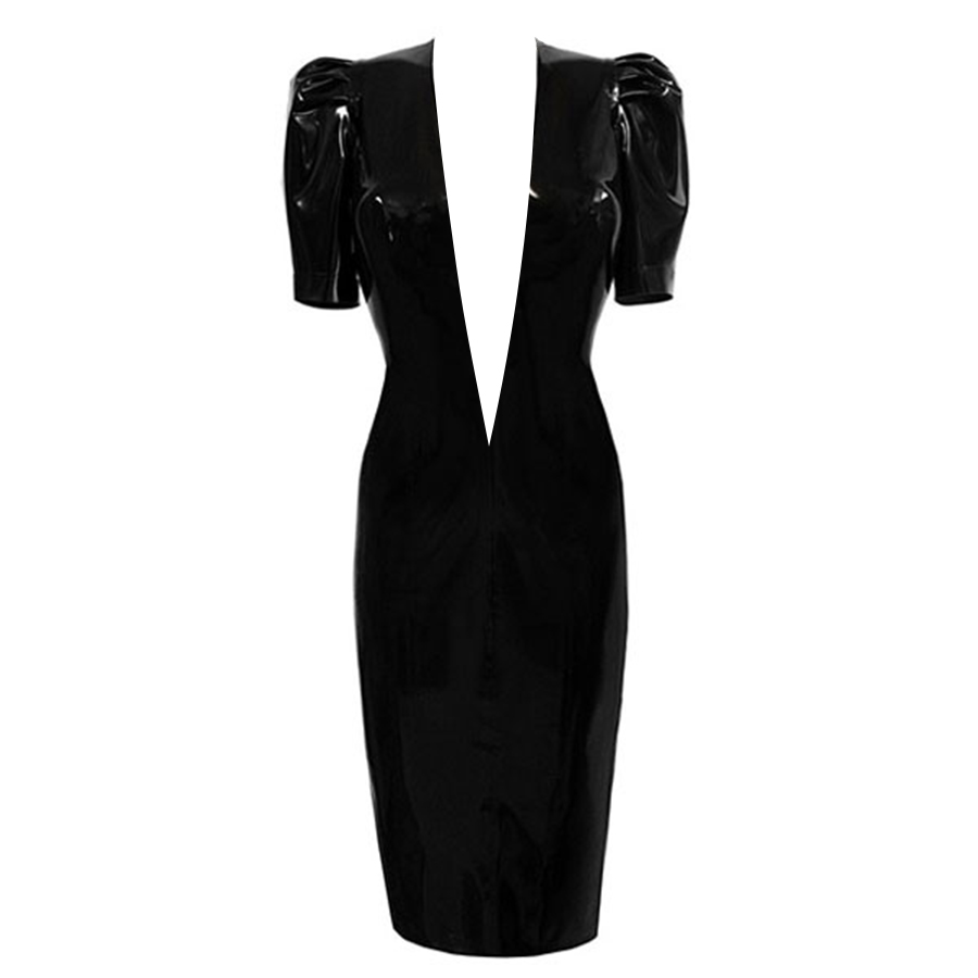 Atsuko Kudo Latex Jessica Pencil Dress in Supatex Black