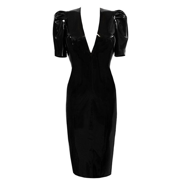 Atsuko Kudo Latex Jessica Pencil Dress in Supatex Black