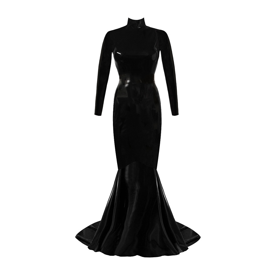 Atsuko Kudo Latex Joy Ariel Gown in Supatex Black