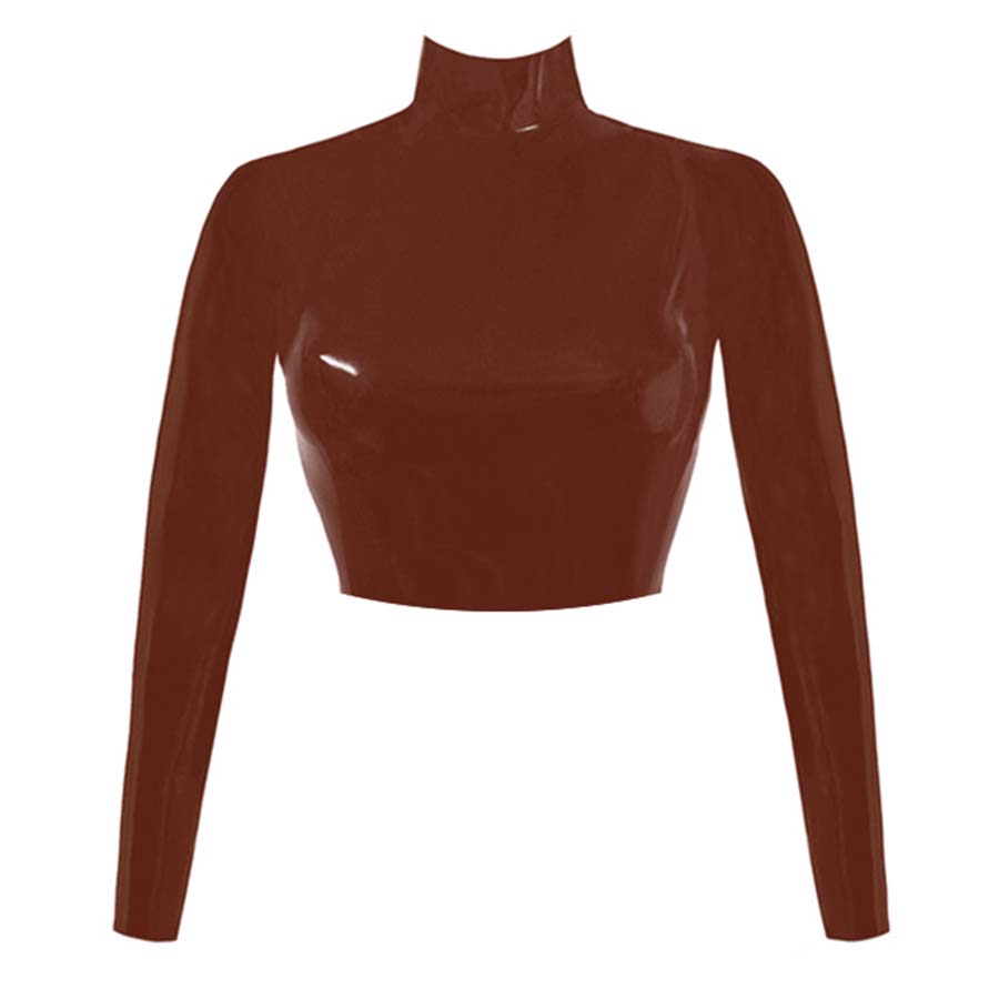 Atsuko Kudo Latex Joy Crop Top in Supatex DarkBrown