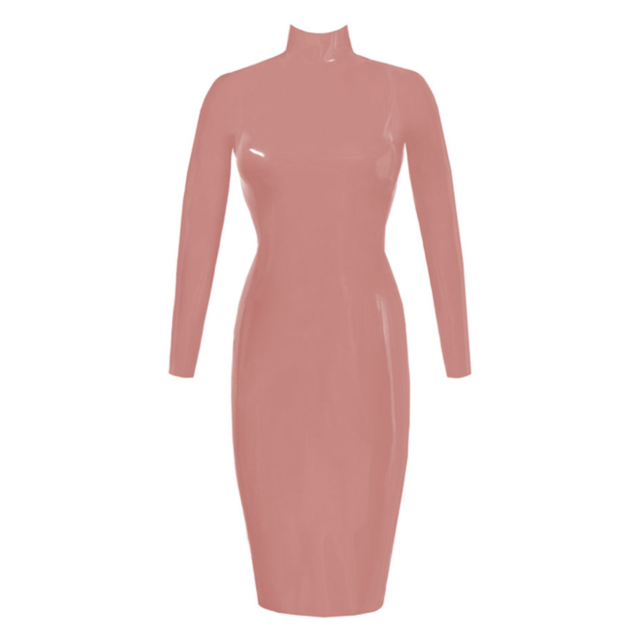 Atsuko Kudo Latex Joy Pencil Dress in supatex light brown