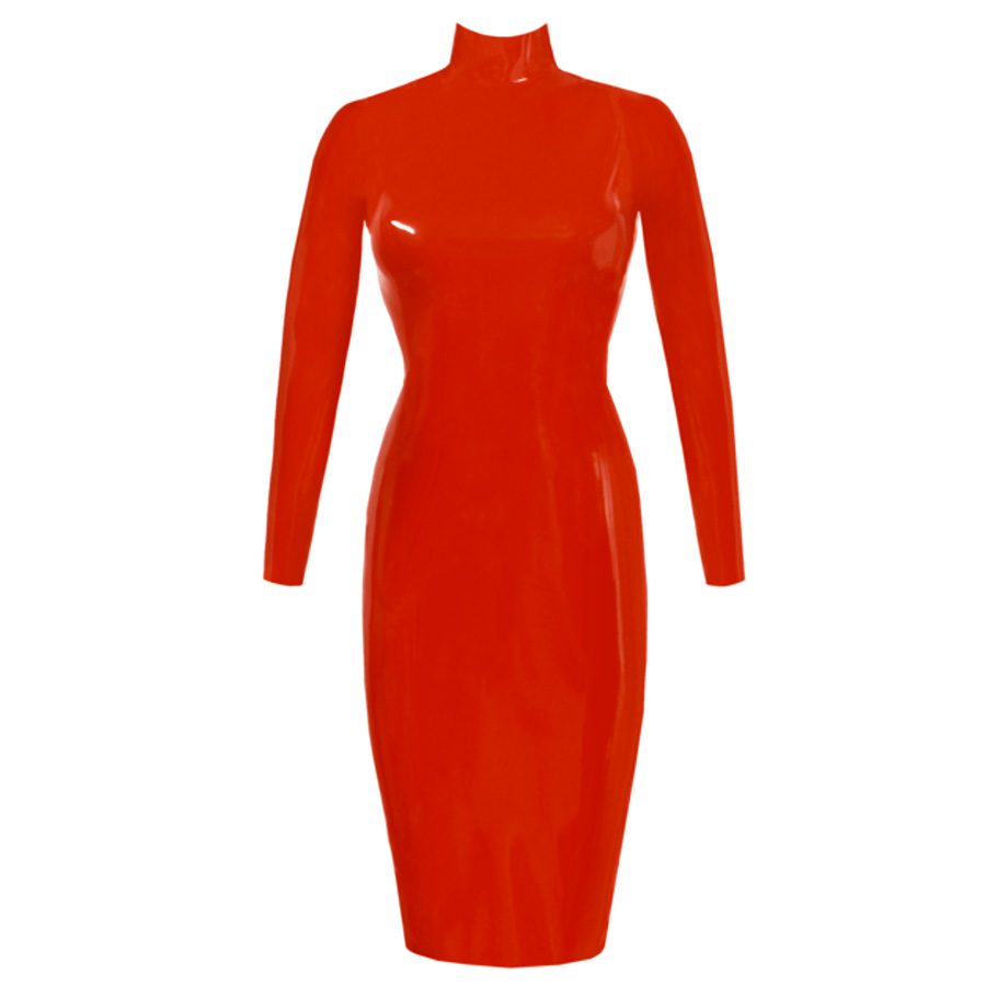 Atsuko Kudo Latex Joy Pencil Dress in Supatex red