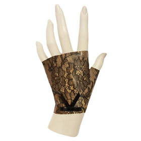 Atsuko Kudo Latex Knuckle Gloves in Semi-Trans Peach Lace