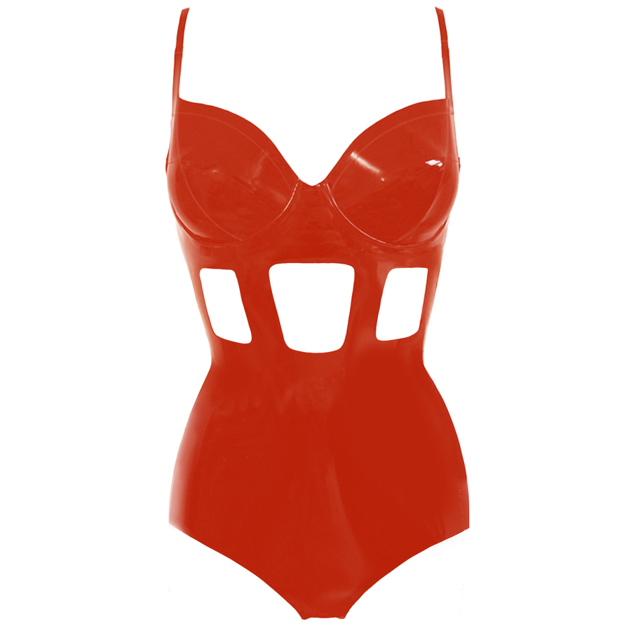Atsuko Kudo Latex Lady P Half Cage Cutout Body in Supatex Red